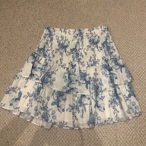 INTERMIX Blue Floral Skater Skirt
